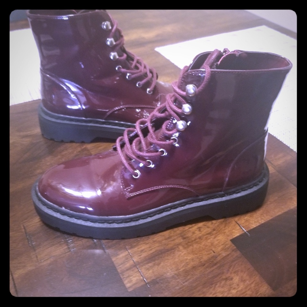 Trendy Burgundy Combat Boots *New w/o tags*